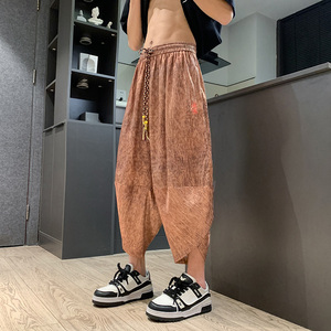 新中式D香云纱龟裂纹冰丝透气萝卜灯笼七分裤男DK172-P58控78图片