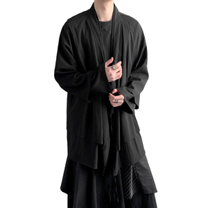 新中式B假两件设计感道袍宽松开衫中长款汉服男披风FY09-P95控118图片