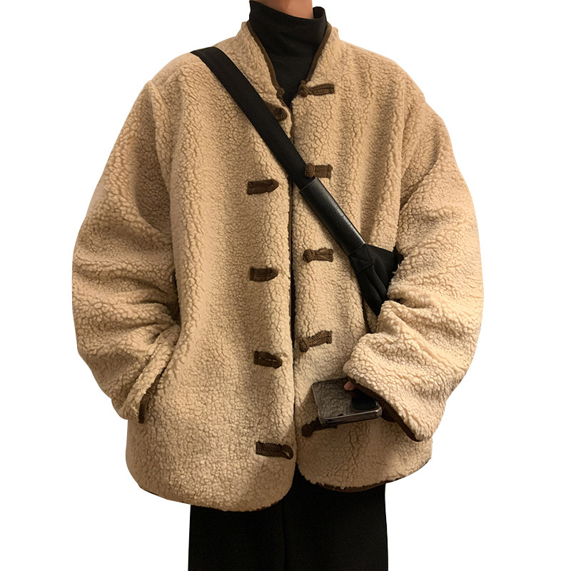 新中式H树叶灯芯绒羊羔毛加绒加厚双面穿棉服夹克JK15-P135控158,男装夹克,电商A005-1
