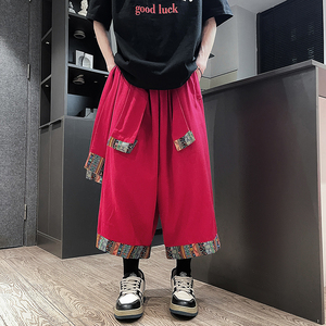 风I民族风中式棉麻宽松大裤裆舞蹈阔腿七分裤男DK220-P68控88图片