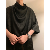 风C堆堆领提花暗花小众设计山水树枝冰丝t恤T37-P65控88，男装T恤，电商A005-1