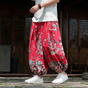 风B龙纹沙滩裤男春夏阔腿裤哈伦九分裤男士长裤K239-P58控78图片