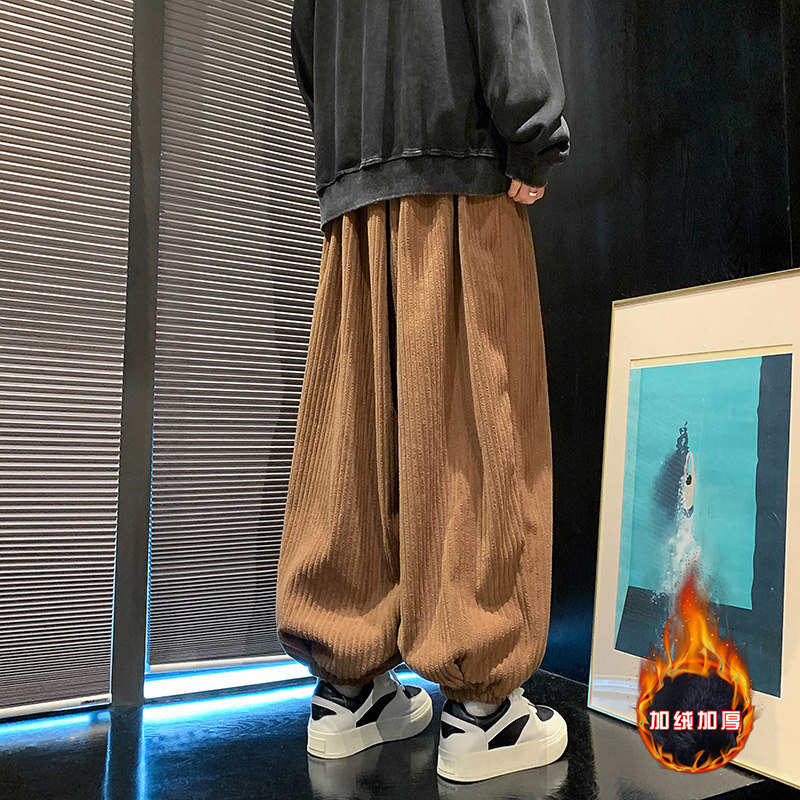 粗竖条纹E加厚加绒保暖摇粒绒灯芯绒灯笼束脚裤男K138-特P78控98,男装棉衣,电商A005-1