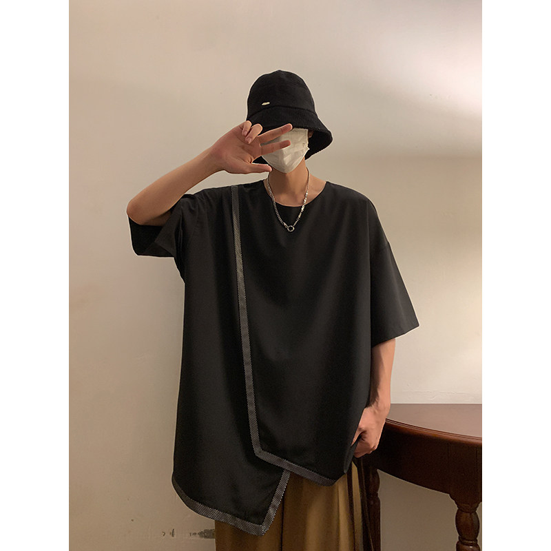 风C中式不规则冰丝暗黑舞台服装表演半袖t恤男T26-P55控78,男装T恤,电商A005-1