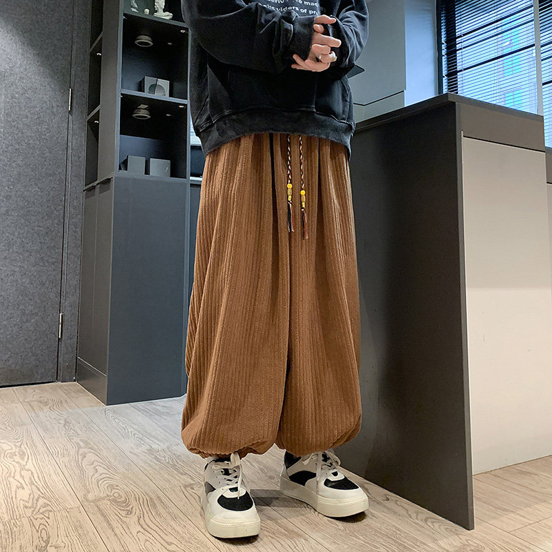 粗竖条纹H加厚加绒保暖摇粒绒灯芯绒阔腿束脚裤男K138-特P78控98,男装棉衣,电商A005-1