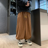 粗竖条纹H加厚加绒保暖摇粒绒灯芯绒阔腿束脚裤男K138-特P78控98，男装棉衣，电商A005-1
