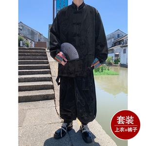 新中式B民族风金丝绒龙纹夹克哈伦裤飞鼠裤套装男TZ177-P143控168,男装休闲套装,电商A005-1