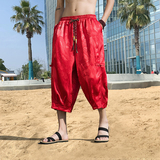 龙纹暗花提花B冰丝盘扣沙滩裤七分裤阔腿裤萝卜裤DK110-P55控78，男装牛仔裤，电商A005-1