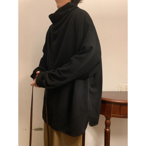 卫衣风K德绒打底衫双面绒高堆领长袖不规则t恤T10-P65控88图片