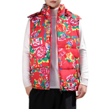 连帽大花马甲棉袄背心B男生保暖花花绿绿秋冬加厚MJ527-P78控108，男装背心/马甲，电商A005-1