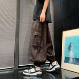 新中式A小众垂感宽松树叶工装大口袋阔腿裤男长裤K163-P78控98，男装工装外套，电商A005-1