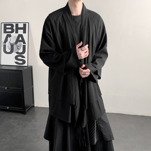 新中式A假两件设计感道袍宽松开衫中长款汉服男披风FY09-P95控118，男装民族服装，电商A005-1
