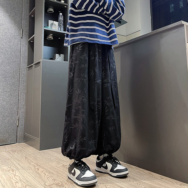 风新中式F保暖树叶印花纹灯芯绒阔腿束脚裤男K199-P68控88,男装棉衣,电商A005-1