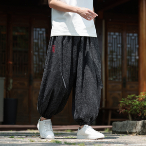 风B刺绣冰丝垂感雪花腰带九分裤哈伦裤嘻哈裤K238-P68控88图片
