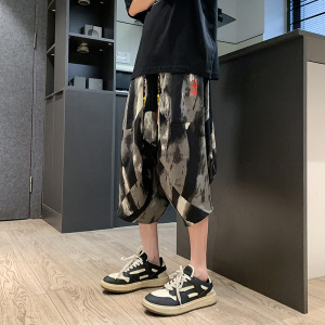 新中式A风水墨渐变灯笼小众设计刺绣七分裤男DK175-P55控78图片