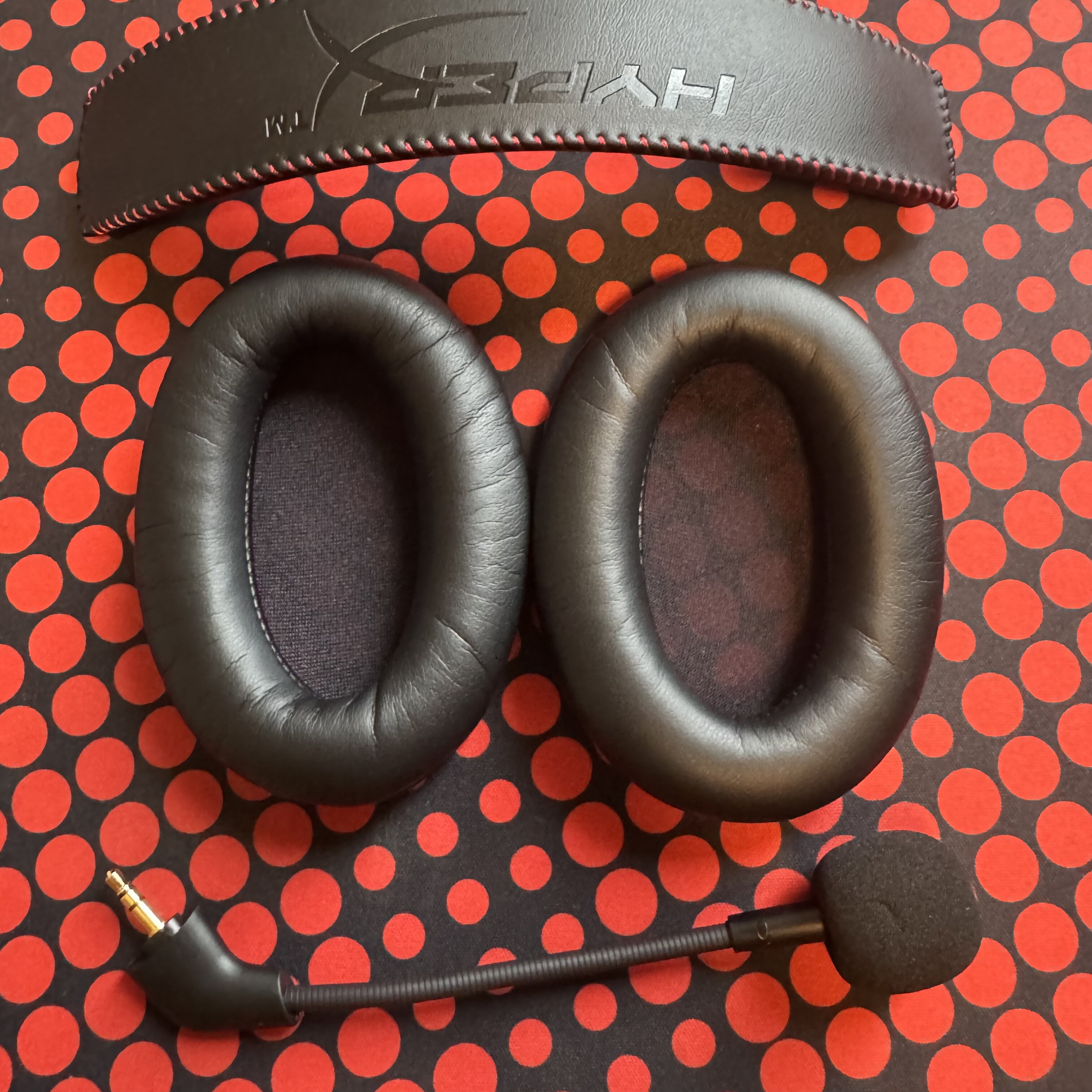 飓风2黑红耳机麦克风耳套原配拆机件游戏耳麦咪杆海绵头梁替换罩