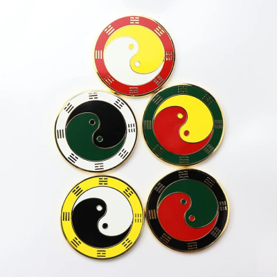 8CM加厚版先天八卦太极万字符摆件五行八卦太极黄万白万黑白太极