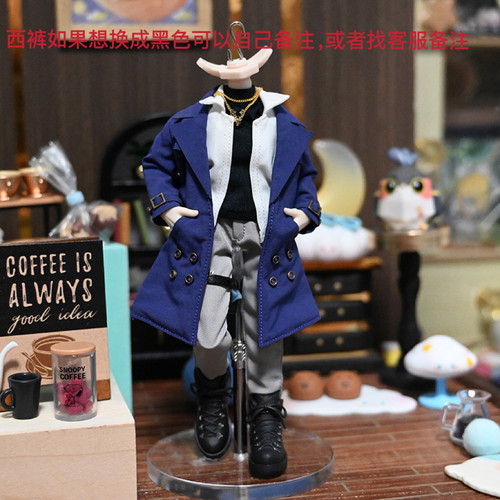 阿巳3.0西西里扎客BJD修罗丸12分北冥OB娃衣8分小雷体 蓝风衣西裤