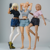 12娃衣6寸机娘窝之壳romankey女素体紧身短T有后代牛仔短裤