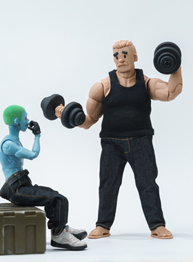 1/10 6寸超强壮体NT03方大头中年胖素体背心牛仔裤