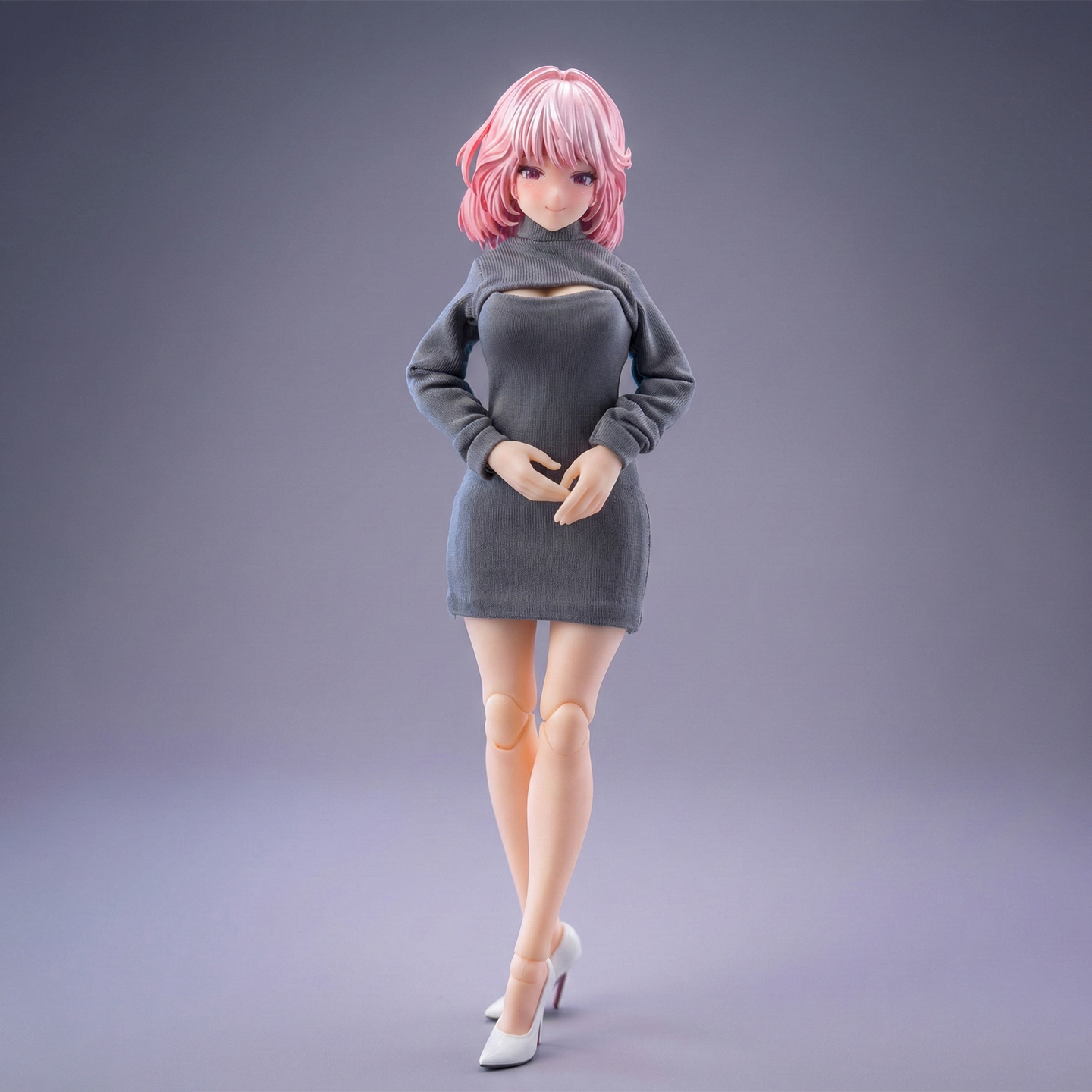 112比例可动6寸女兵人偶机娘连衣裙开胸毛衣模型配件衣服