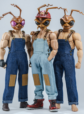 现货112兵人衣服男6寸方大头ML ANT蚂蚁NWGW素体多袋工装连体牛仔