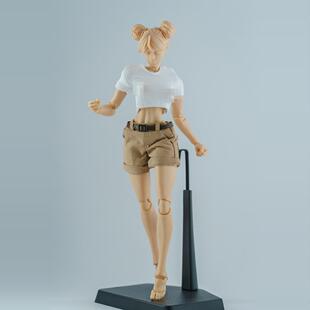 12娃衣6寸机娘窝之壳romankey女素体紧身圆领短T后袋休闲短裤