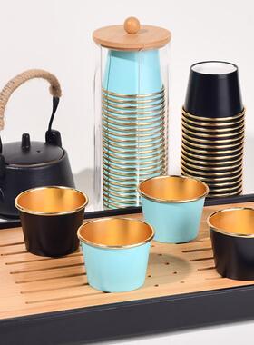 功夫茶杯高档铝箔60ML一次性纸杯家用加厚小号碗水杯商用办公待客
