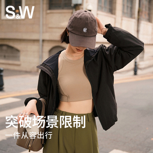 SW户外休闲运动外套夹克翻领防风防水防雨保暖长袖骑行健身上衣