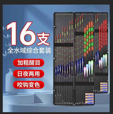 16支装鱼漂高灵敏垂钓鲫鲤鱼漂盒套装全水域通用醒目鱼漂浮漂套装