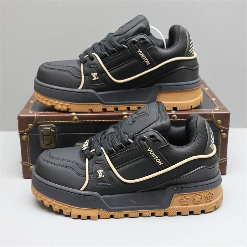 潮牌厚底板鞋男女黑色系带内增高运动休闲鞋高级感潮流百搭面包鞋