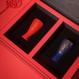 一胜斋大漆纯银白酒杯高端白酒杯小蛮腰纯银酒具双件套