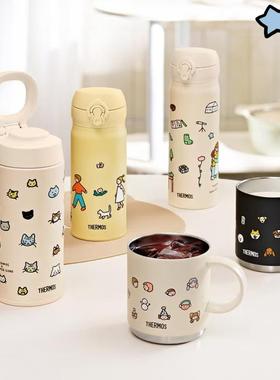 「现货」韩国2024新品联名zpz限定猫咪狗狗family印花马克杯保温