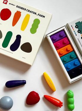 韩国代购Goober花生蜡笔婴儿低龄儿童安全纯天然大豆制盒装油画棒