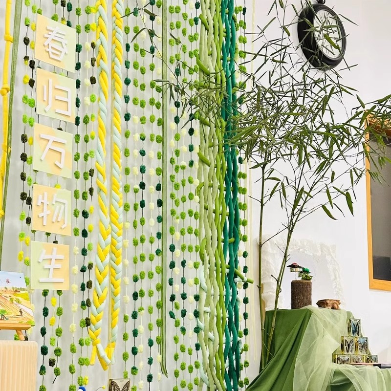 幼儿园吊饰环创材料春天冰岛粗毛线围巾线冰条线手工编织区豆豆线