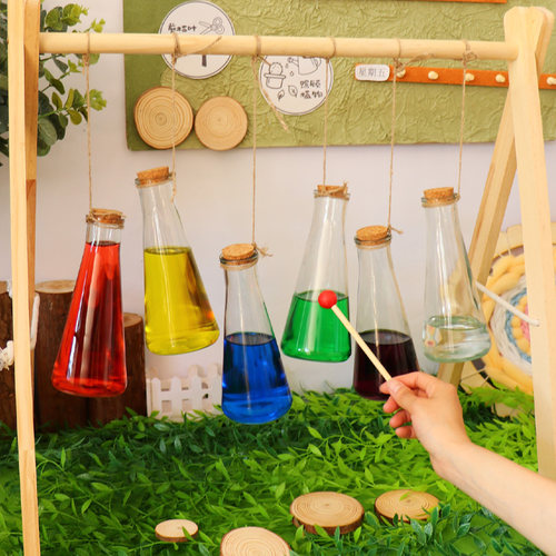 幼儿园小班音乐区自制教玩具视听彩虹音阶互动区域区角材料投放