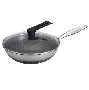 康尼菲316双面蜂巢34半花不锈钢炒锅