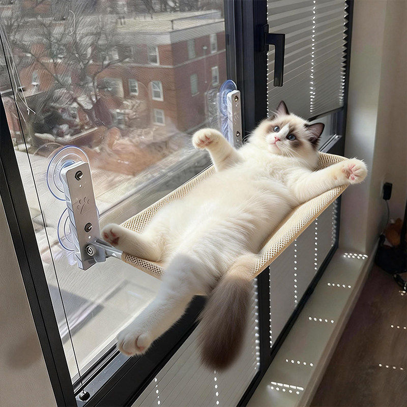 猫吊床猫窝窗户窗台晒太阳吸盘挂床阳台玻璃宠物猫床垫子四季通用