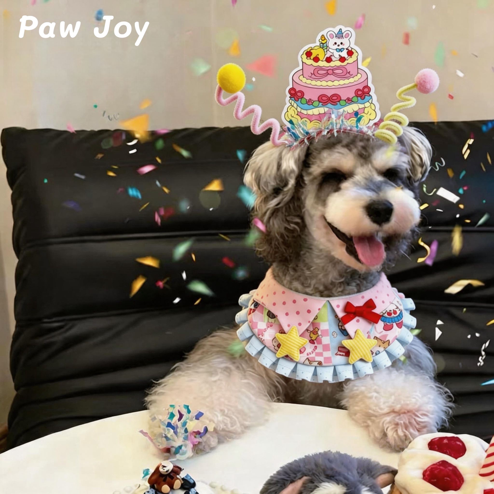 宠物狗狗生日装扮蛋糕发箍围脖猫咪西高地口水巾围兜拍照道具配饰