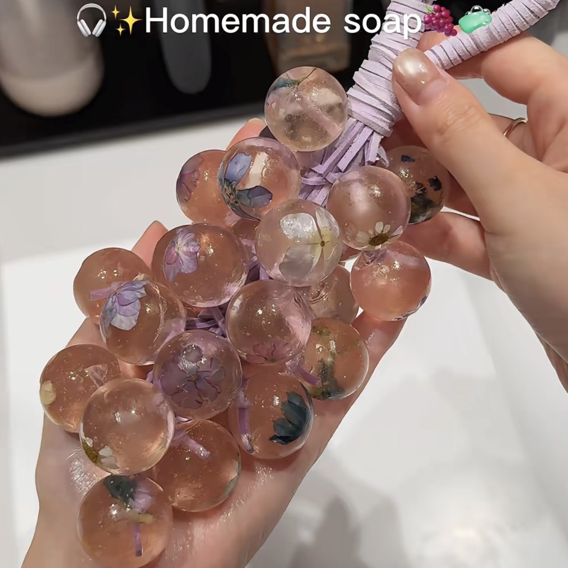 干花水晶葡萄香皂整串手工diy材料包创意仿真青提原材料麻绳模具