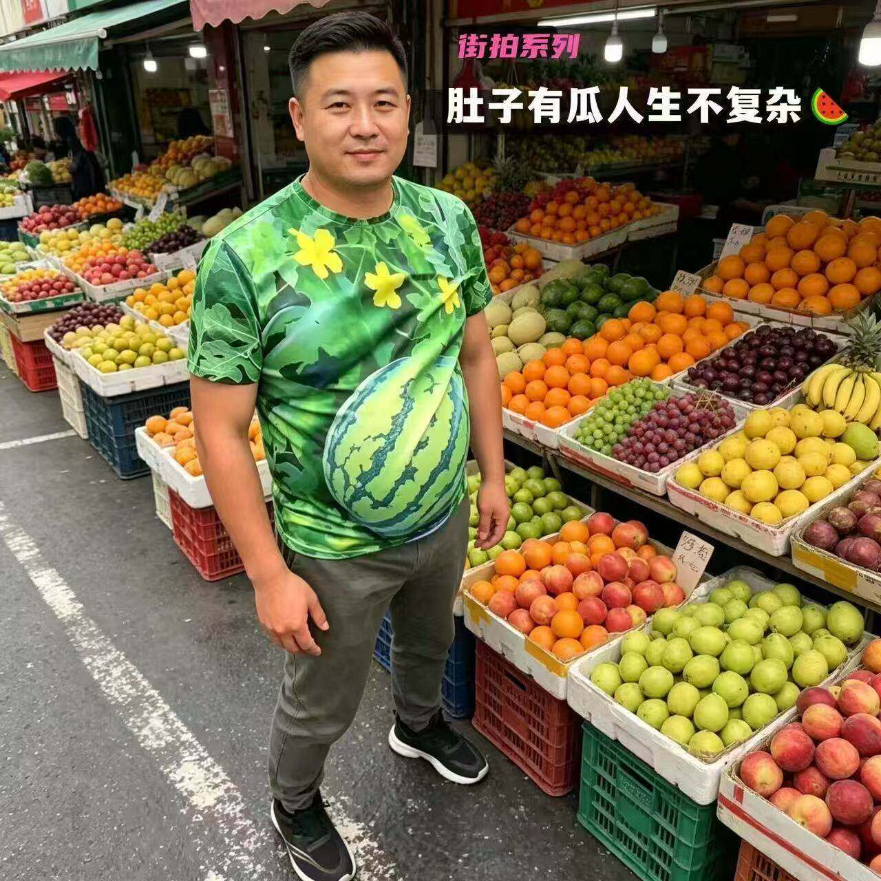 夏季清凉时尚个性西瓜系列男女短袖 3D印花T恤衫帅气显瘦百搭圆领