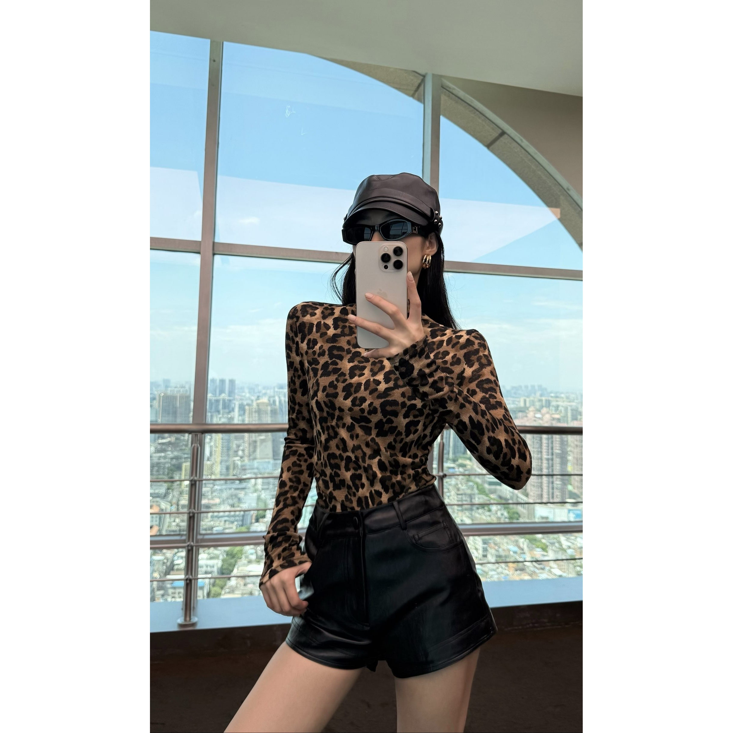 MS.NUO豹纹高腰显瘦短裤女