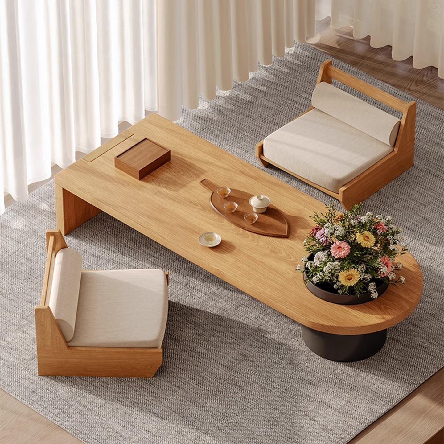 北欧简约实木榻榻米飘窗几