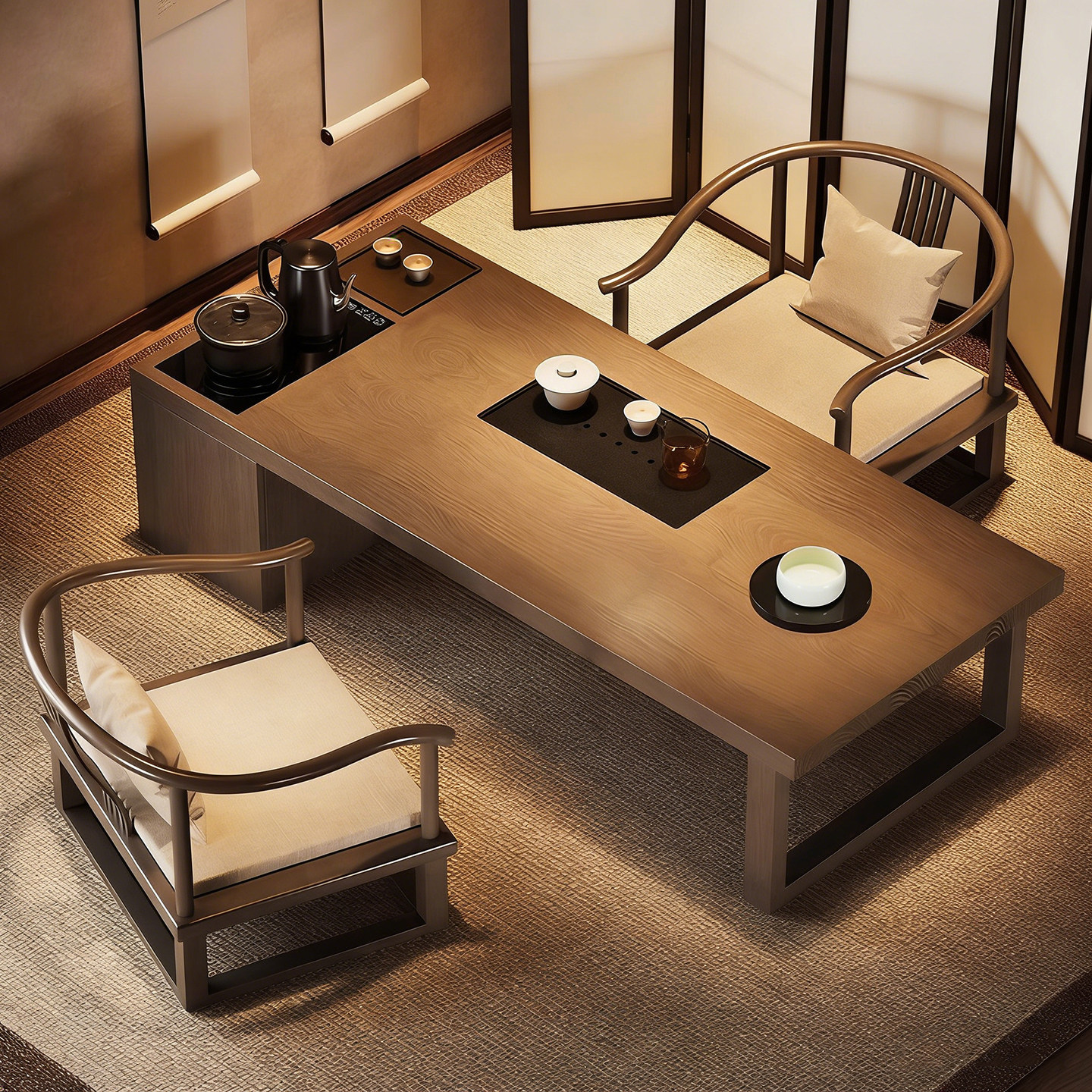 榻榻米茶桌禅意小炕桌烧水壶一体嵌入式宋氏美学茶桌家用矮茶几,住宅家具,家用茶台/茶桌,淘宝优惠券,粉丝福利购,淘宝优惠卷