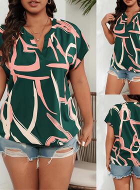 Plus size summer women stylish elegant blouse big size tops