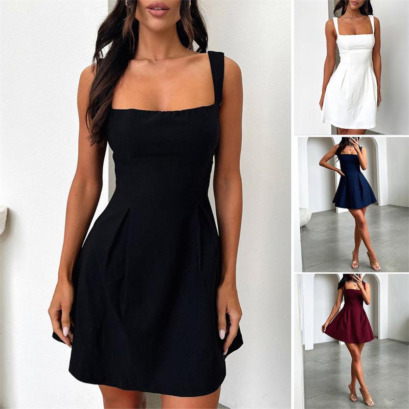 吊带短裙女裙 Strap sleeveless backless bowknot short dresses