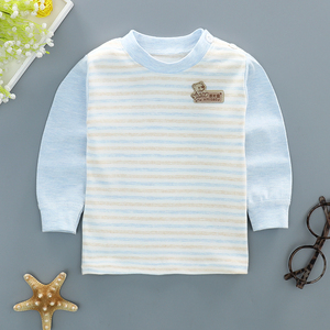 宝宝彩棉秋衣单件上衣纯棉长袖秋装婴儿上衣四季男女秋衣0-1-2-3