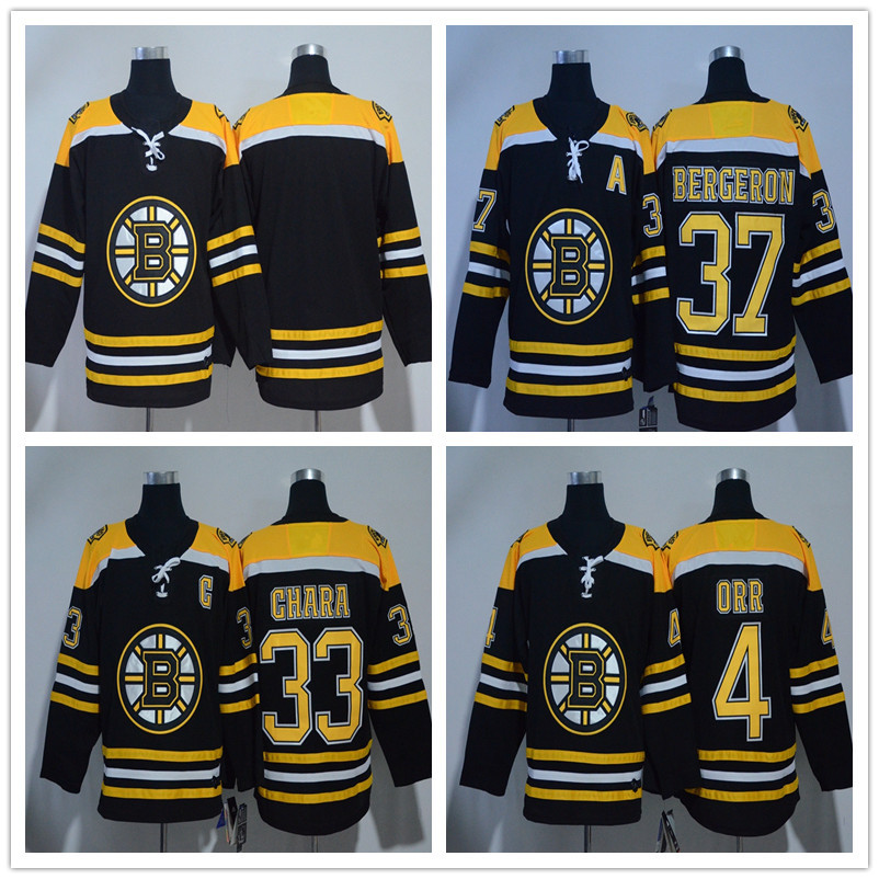 NHL新款球衣 波士顿棕熊队4#33#37黑色冰球服曲棍球球衣代发