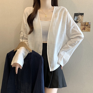 2026早春新款高级感苎麻开衫外套轻奢防晒衫长袖衬衫上衣