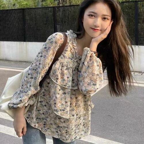 夏装新款大码女装法式上衣泡泡袖衬衫娃娃领衬衣M-XL斤